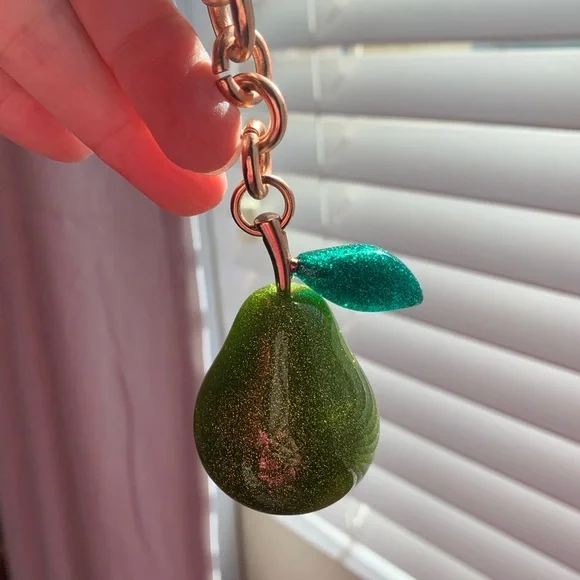 Glittery Pear with Leaf Bag Charm - Picture 6 of 10